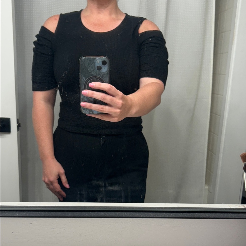 Club Monaco Textured Black Top